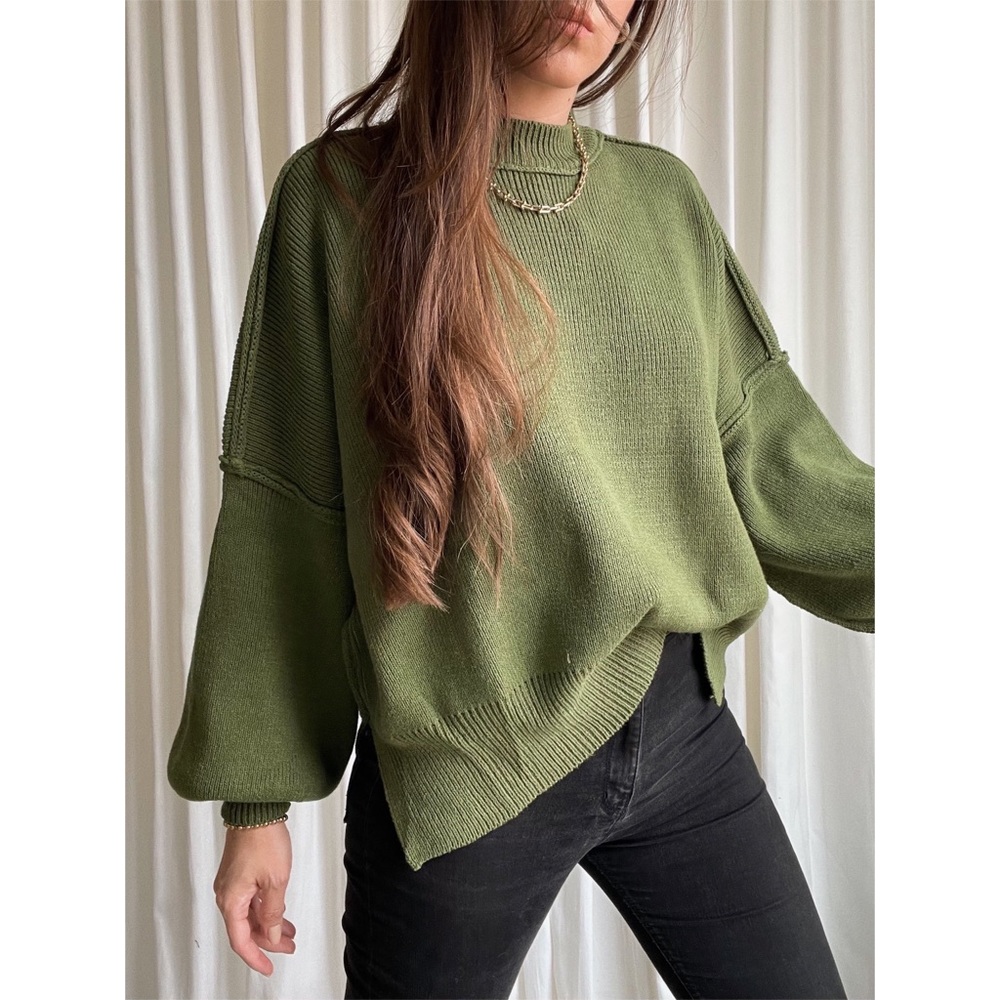 MIRANDA OVERSIZED SWEATER — In Forest Green - Picture 6 of 6